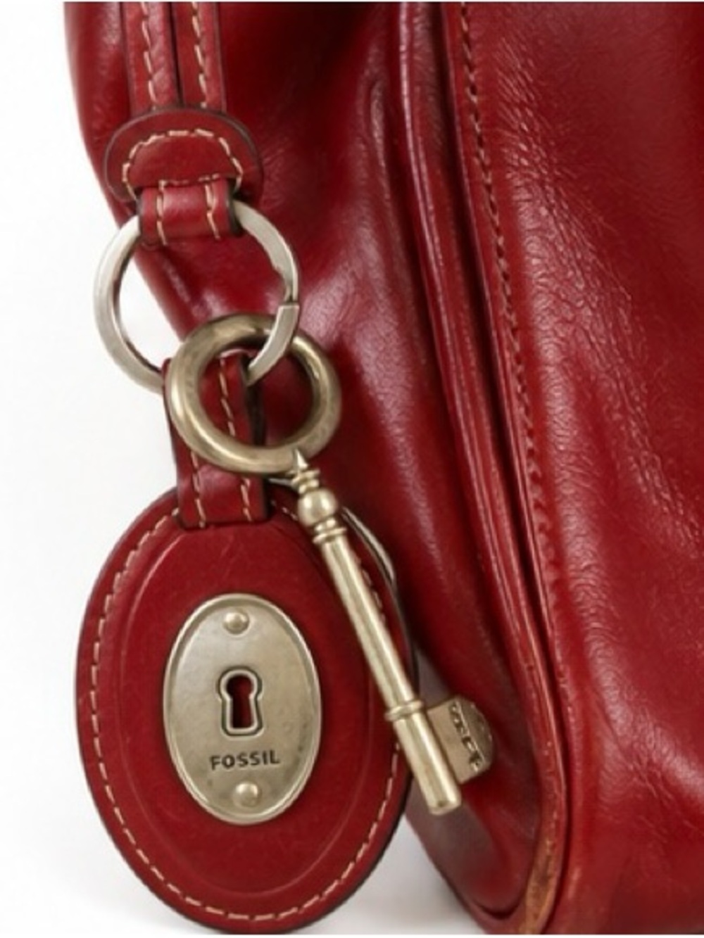 Fossil Red Leather Satchel Shoulder Bag | Genuine Leather - Picture 3 of 6